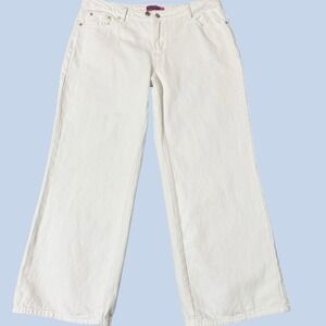 Edikted Womens White Wide Leg Denim Jeans High Rise Size XL Baggy Streetwear